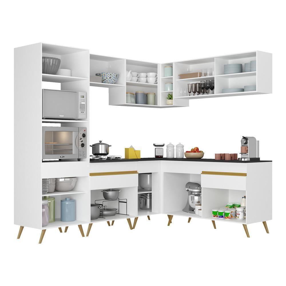 Cozinha Completa De Canto Multimóveis Branco/dourado - 3