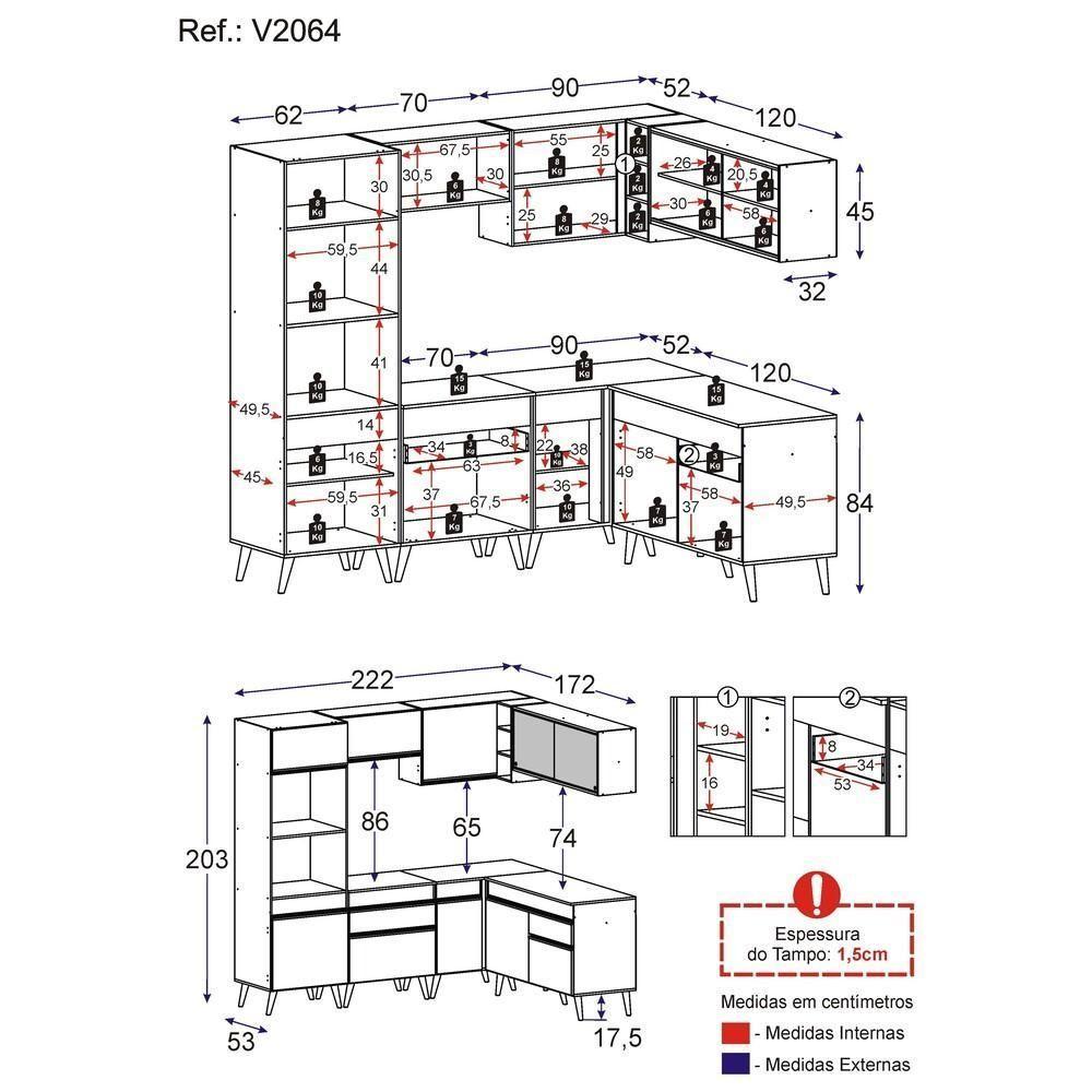 Cozinha Completa De Canto Multimóveis Branco/dourado - 4