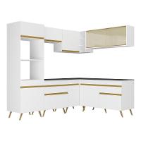Cozinha Completa De Canto Multimóveis Branco/dourado - 2