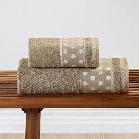 Jogo De Banho Meggy Poá Bolinhas Toalhas Macias Algodão 5 Peças - Bege - 2