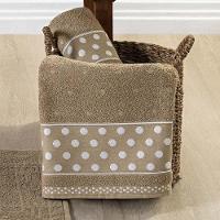 Jogo De Banho Meggy Poá Bolinhas Toalhas Macias Algodão 5 Peças - Bege - 3