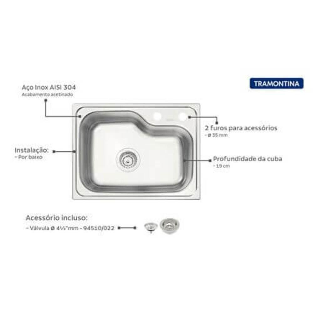 Cuba Tramontina Morgana Compact 48 Fx Undermount Em Aço Inox - 3