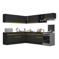 Cozinha Completa De Canto Mp2103 Com Armário E Balcão Preta - 7