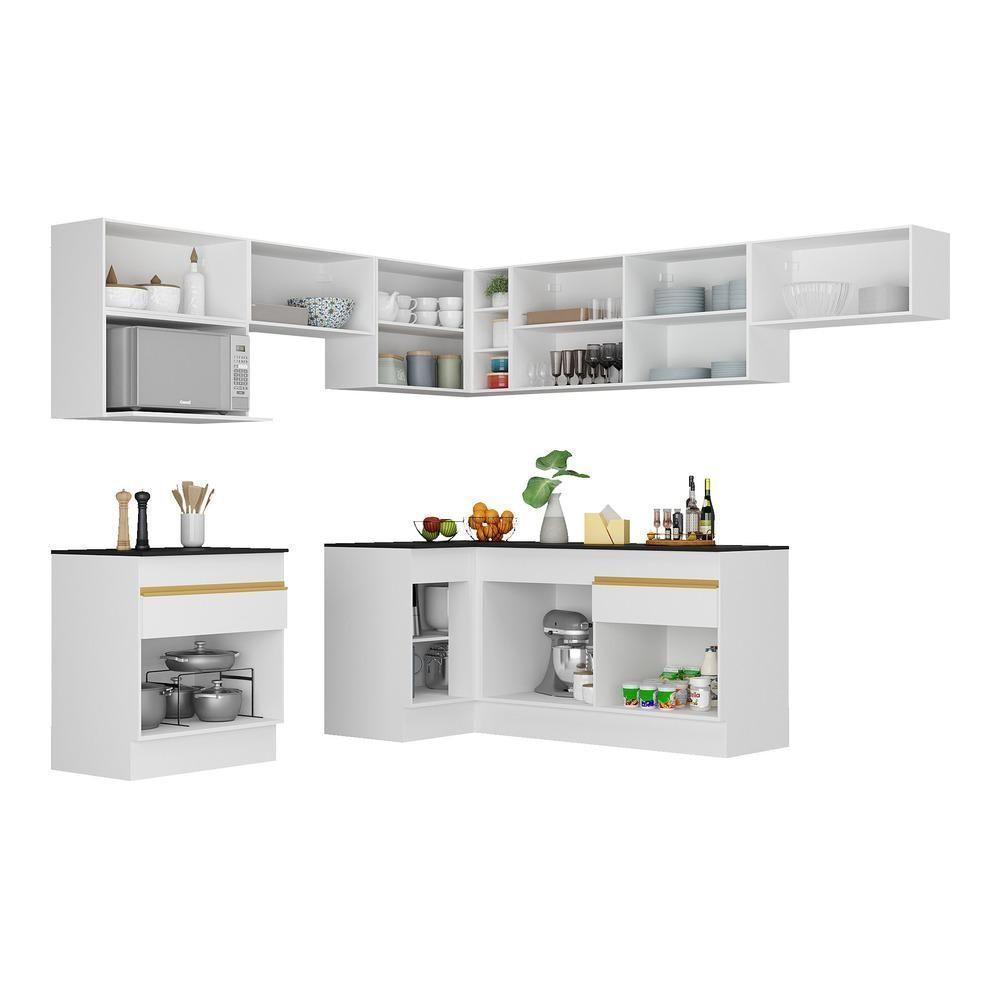 Cozinha Completa De Canto Mp2106 Com Armário E Balcão Branca - 4