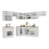 Cozinha Completa De Canto Mp2106 Com Armário E Balcão Branca