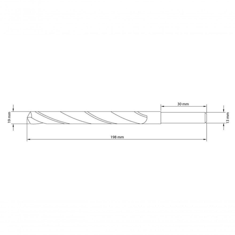 Broca Para Aço 19x198 Mm Tramontina Master Em Aço Rápido Hss Din 338 - 4