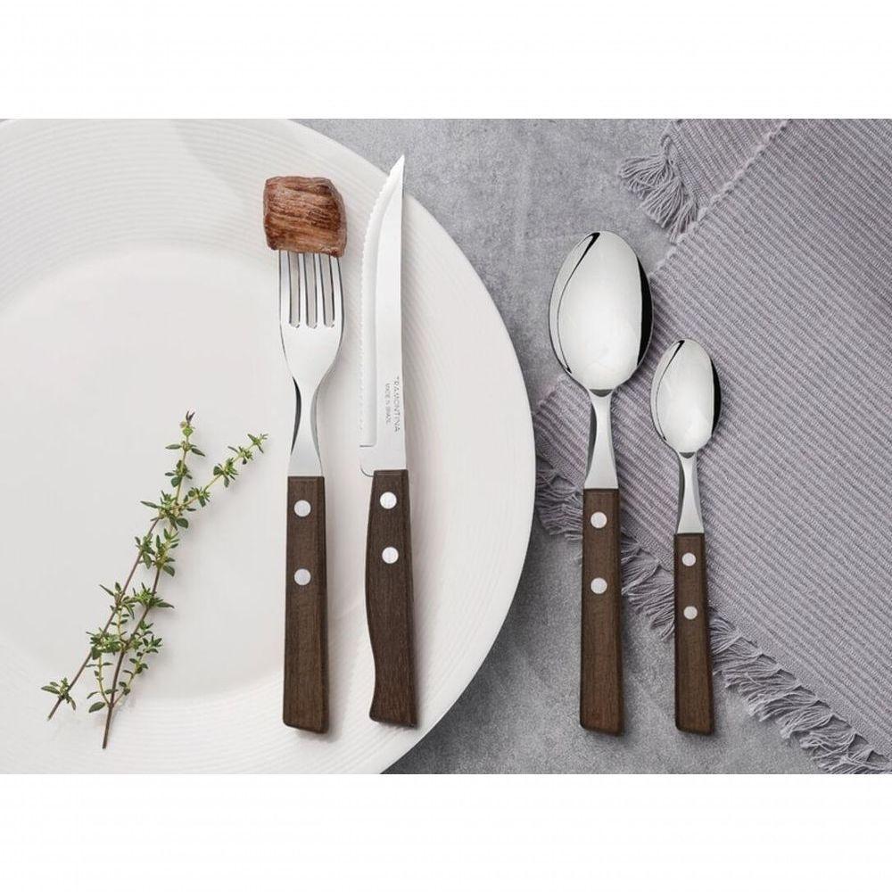 Faqueiro Tramontina Tradicional Cabo De Madeira Natural 24 Peças - 2