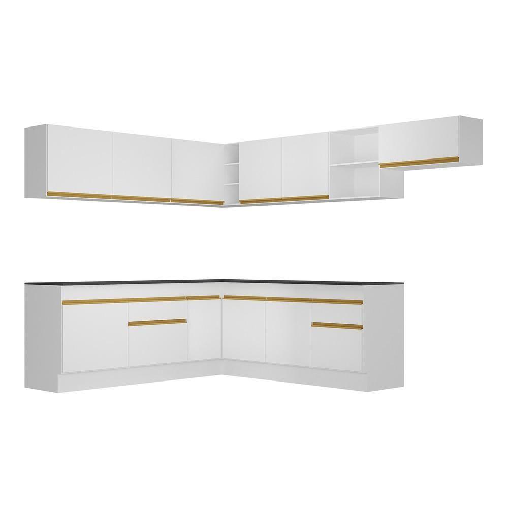 Cozinha Completa De Canto Mp2103 Com Armário E Balcão Branca - 3