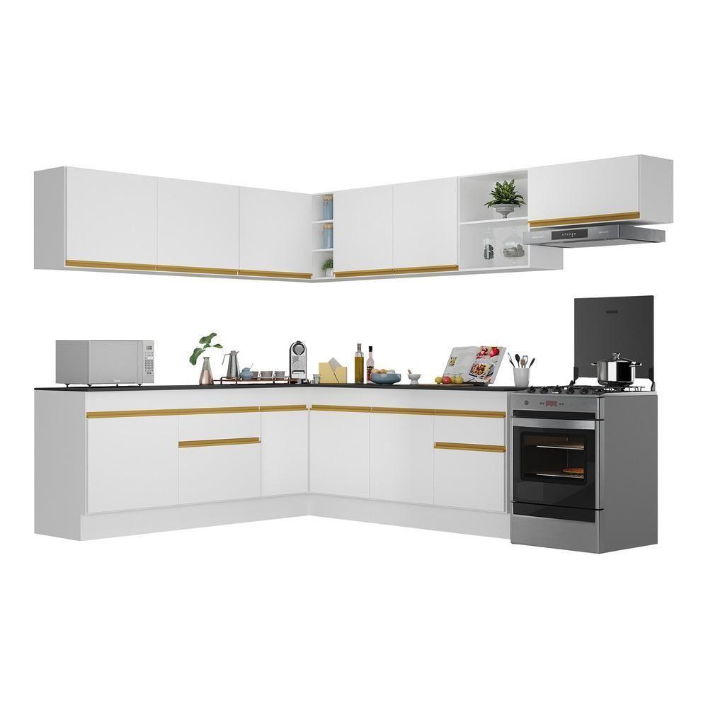 Cozinha Completa De Canto Mp2103 Com Armário E Balcão Branca - 7