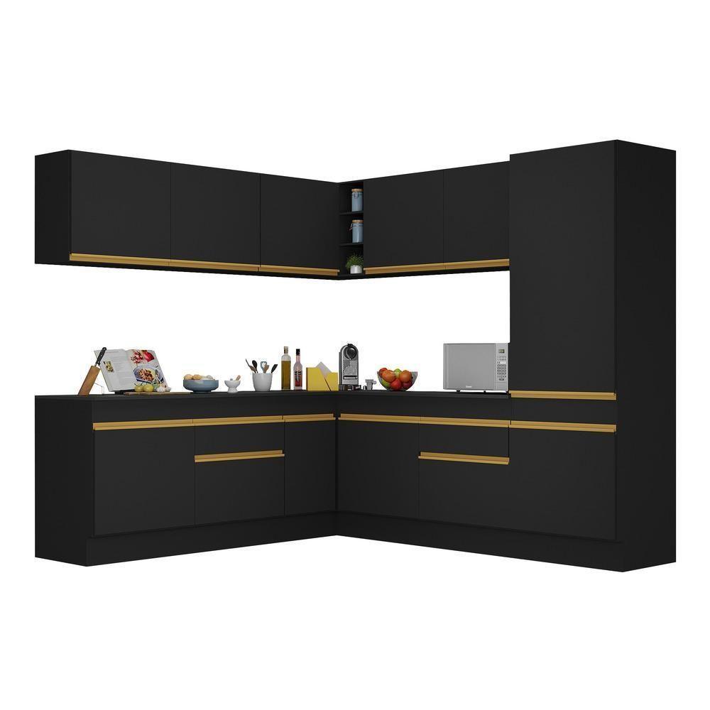 Cozinha Completa De Canto Mp2101 Com Armário E Balcão Preta - 7