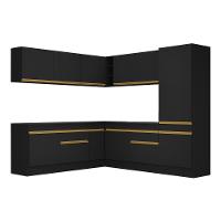 Cozinha Completa De Canto Mp2101 Com Armário E Balcão Preta - 3