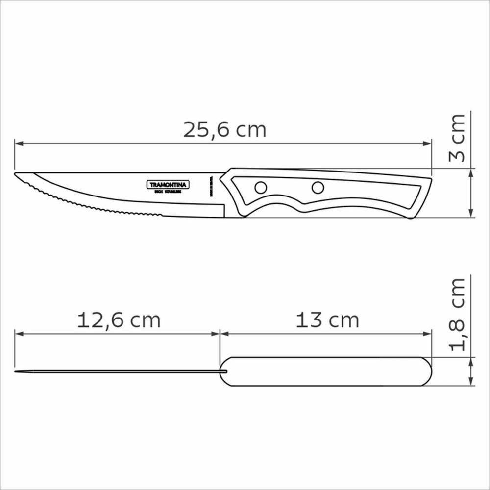 Faca Para Churrasco Jumbo Tramontina Em Inox E Cabo Em Madeira Polywood Castanho 5" - 3