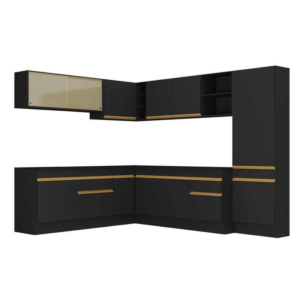 Cozinha Completa De Canto Mp2100 Com Armário E Balcão Preta - 3