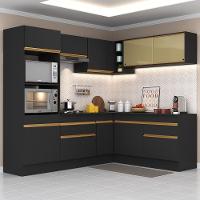 Cozinha Completa De Canto Mp2099 Com Armário E Balcão Preta - 1