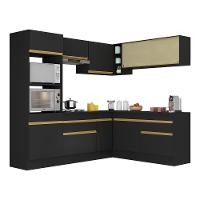 Cozinha Completa De Canto Mp2099 Com Armário E Balcão Preta - 7