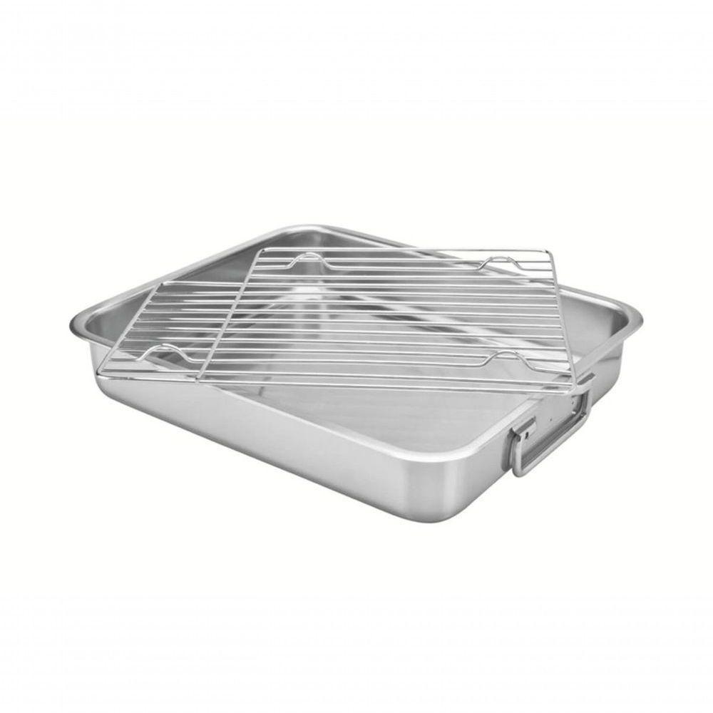 Assadeira Com Grelha Tramontina Service 34 X 28cm Em Aço Inox - 3