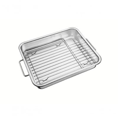 Assadeira Com Grelha Tramontina Service 34 X 28cm Em Aço Inox
