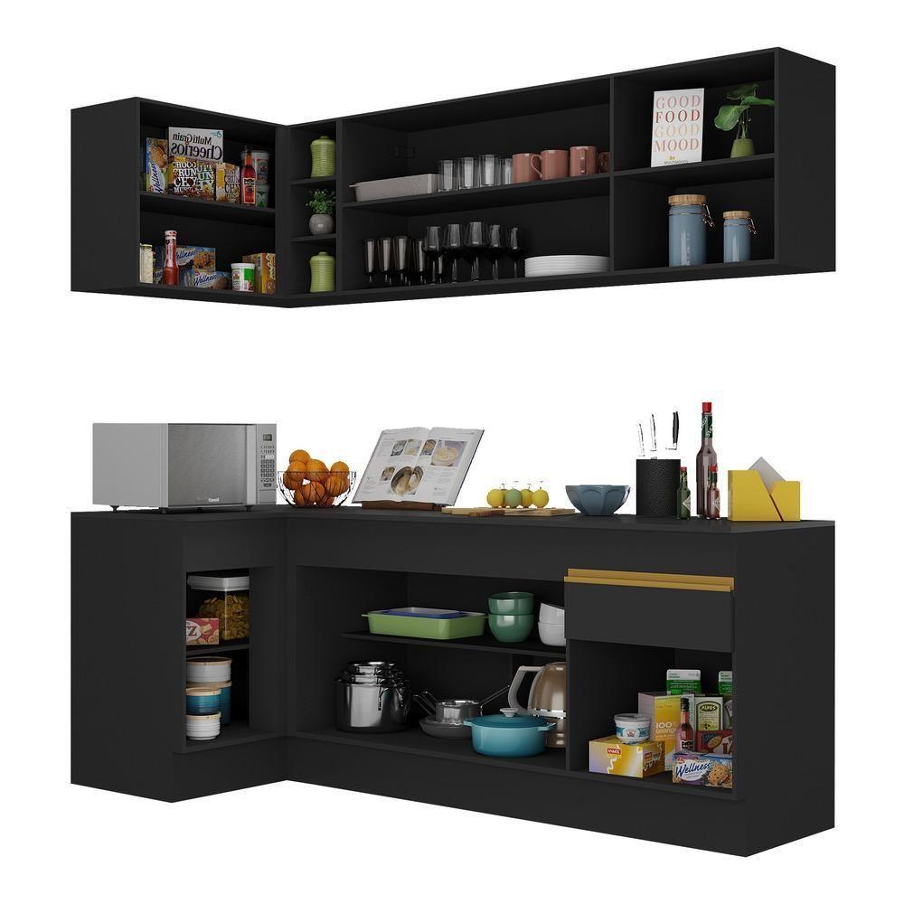 Cozinha Compacta De Canto Com Armário E Balcão Preta - 4
