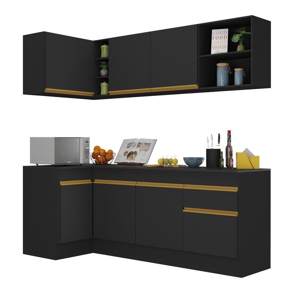 Cozinha Compacta De Canto Com Armário E Balcão Preta - 7