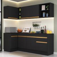 Cozinha Compacta De Canto Com Armário E Balcão Preta - 1