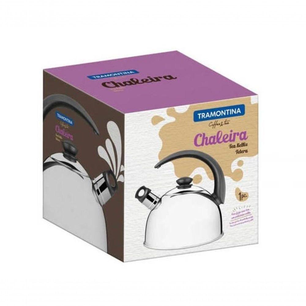 Chaleira Tramontina Com Apito 3 Litros Em Aço Inox Com Cabo Preto - 3