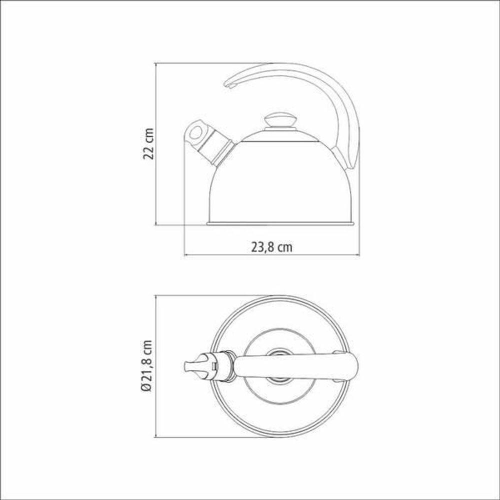 Chaleira Tramontina Com Apito 3 Litros Em Aço Inox Com Cabo Preto - 4
