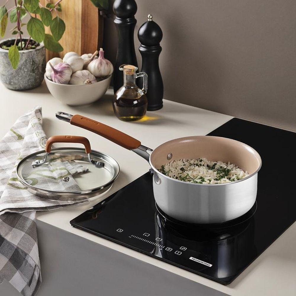 Panela Tramontina Romagna Aço Inox E Alumínio 18cm Com Revestimento Cerâmico Marfim - 2