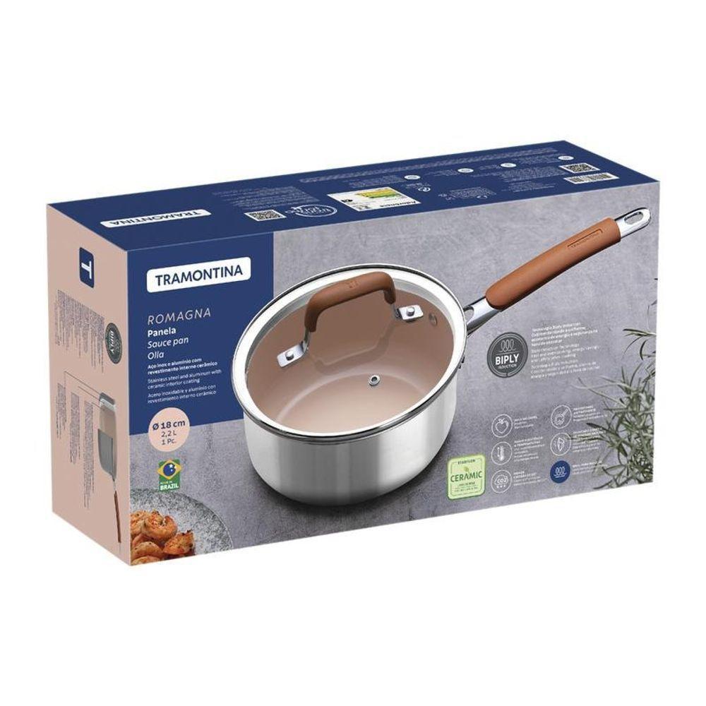 Panela Tramontina Romagna Aço Inox E Alumínio 18cm Com Revestimento Cerâmico Marfim - 5