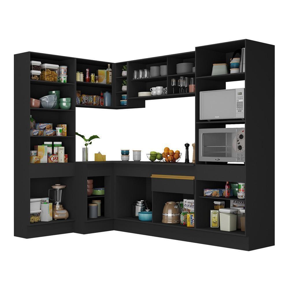 Cozinha Completa De Canto Com Armário E Balcão Preta - 4