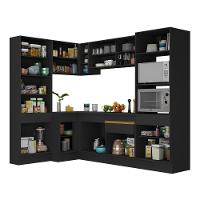 Cozinha Completa De Canto Com Armário E Balcão Preta