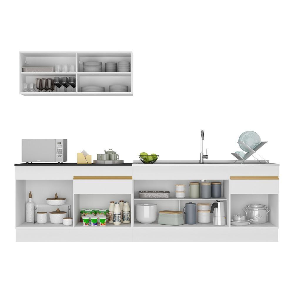 Cozinha Compacta Com Rodapé Com Armário E Balcão Branca - 4