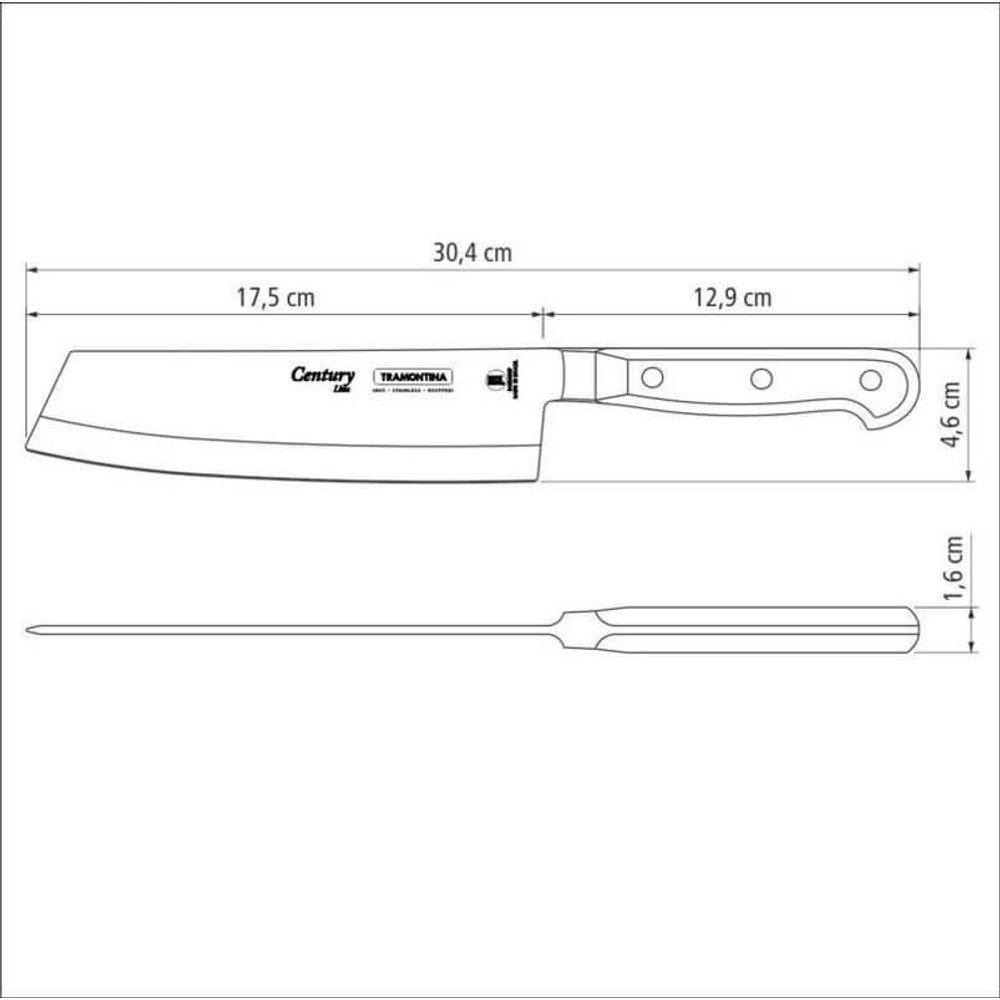 Faca Para Fatiar E Picar Tramontina Century Com Lâmina Em Aço Inox E Cabo Em Policarbonato E Fibra De Vidro 7 - 4