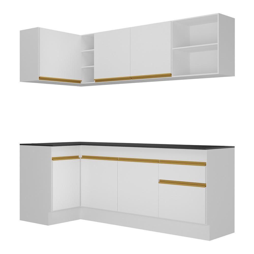 Cozinha Compacta De Canto Com Rodapé Veneza Multimóveis Mp2093 Com Armário E Balcão Branca - 3