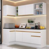 Cozinha Compacta De Canto Com Rodapé Veneza Multimóveis Mp2093 Com Armário E Balcão Branca - 1