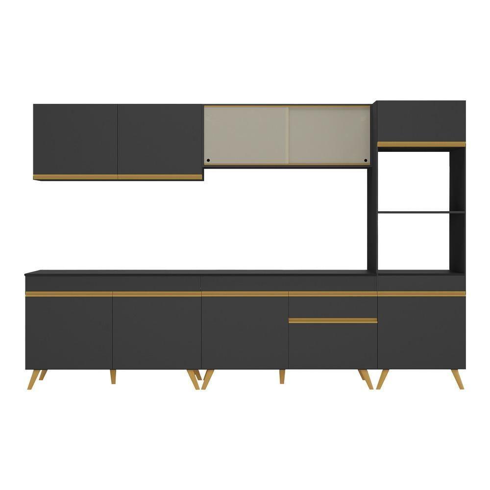 Cozinha Completa 5 Peças Com Armário E Balcão Preta - 2