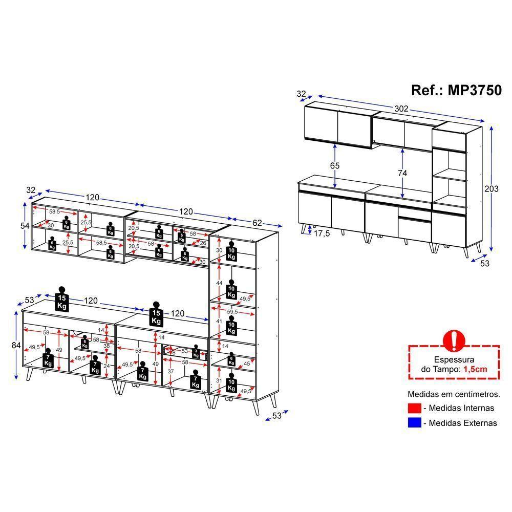 Cozinha Completa 5 Peças Com Armário E Balcão Preta - 4