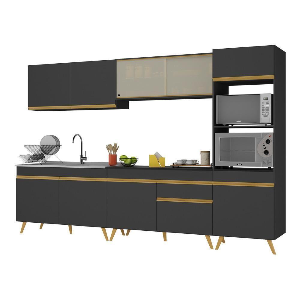 Cozinha Completa 5 Peças Com Armário E Balcão Preta - 6