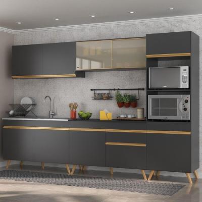 Cozinha Completa 5 Peças Com Armário E Balcão Preta