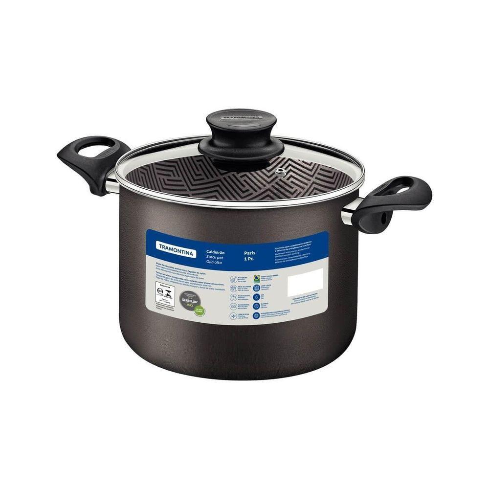 Caldeirão Tramontina Paris 20cm Em Alumínio Com Revestimento Antiaderente Chumbo E Tampa De Vidro - 3