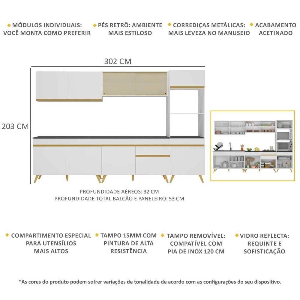 Cozinha Completa 5 Peças Com Armário E Balcão Branca - 5