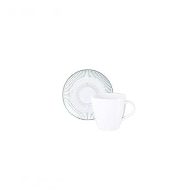 Conjunto Xícara E Pires De Chá Tramontina Lineare 200ml 2 Peças Em Porcelana Decorada