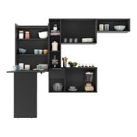 Cozinha Compacta Com Mesa Dobrável Sofia Multimóveis Preta - 2