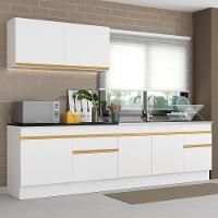 Cozinha Compacta Com Rodapé Com Armário E Balcão Branca - 1