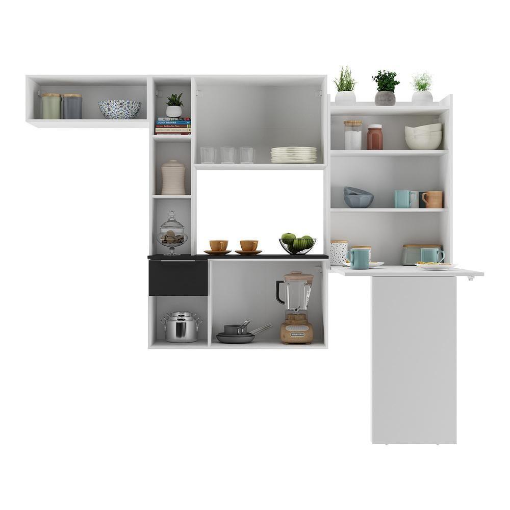 Cozinha Compacta Com Mesa Dobrável Multimóveis Branca/Preta - 7