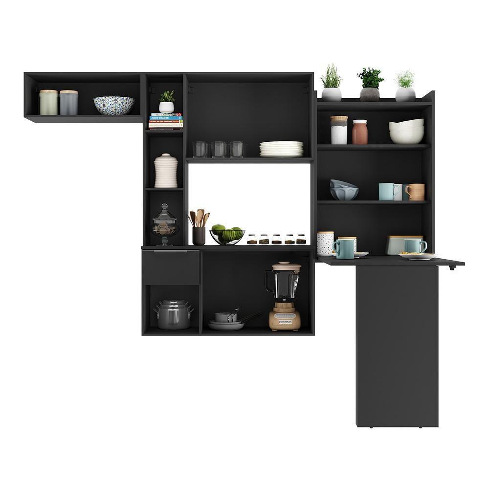 Cozinha Compacta Com Mesa Dobrável Sofia Multimóveis Preta - 5