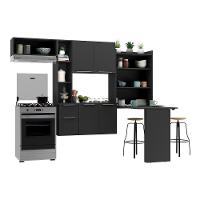 Cozinha Compacta Com Mesa Dobrável Sofia Multimóveis Preta - 9
