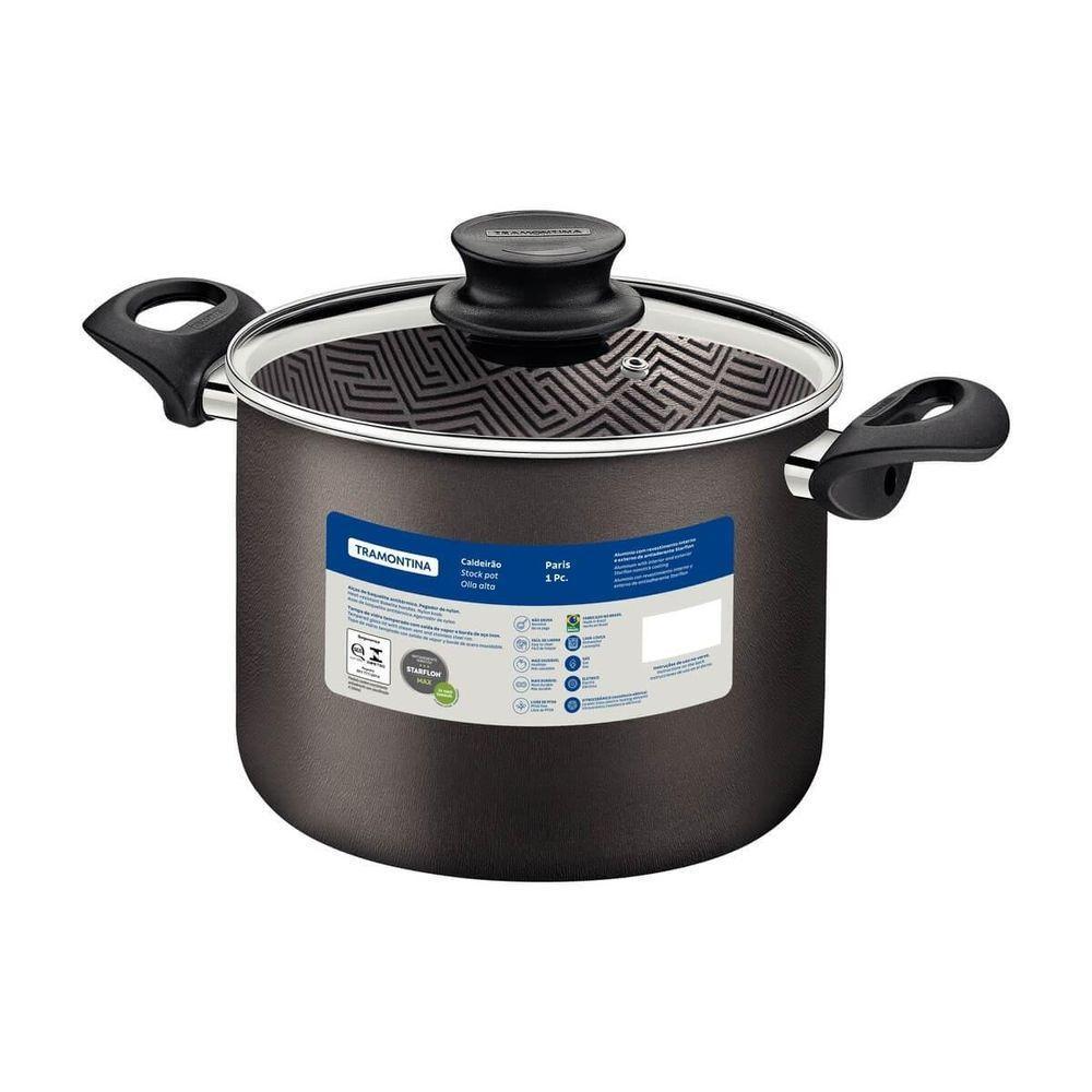 Caldeirão Tramontina Paris 24cm Em Alumínio Com Revestimento Antiaderente Chumbo E Tampa De Vidro - 4