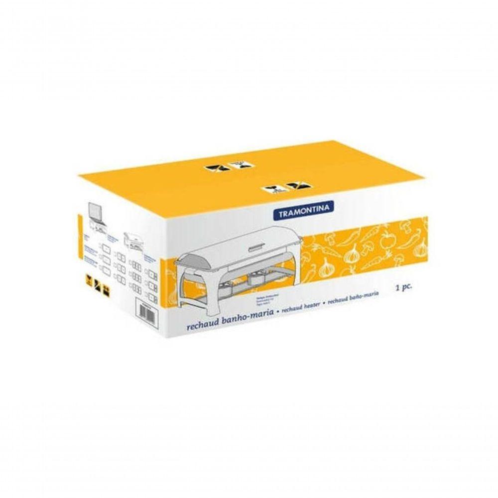 Rechaud Tramontina Retangular Inox Banho Maria Tampa Removível Com Fogareiro Cuba Gn 1-1 9 L - 5