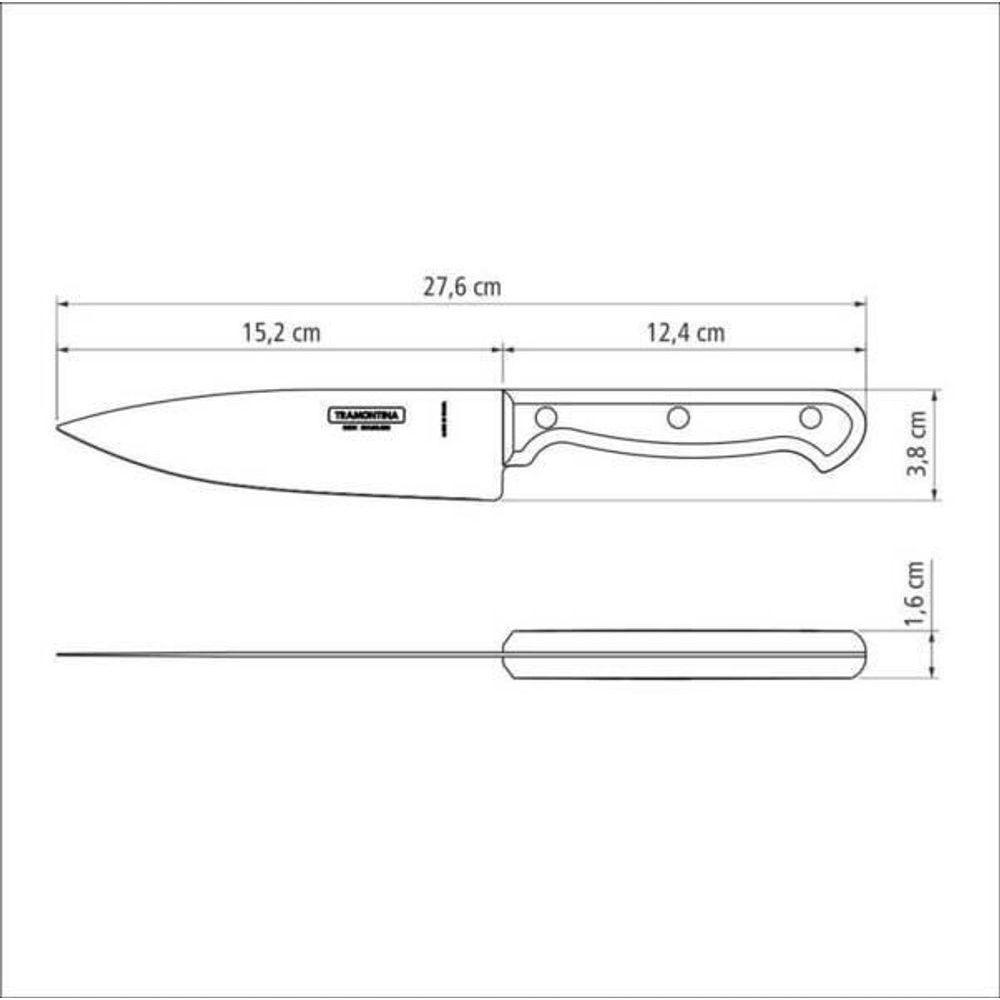 Faca Chefe Tramontina Ultracorte 6" Inox Preta - 2