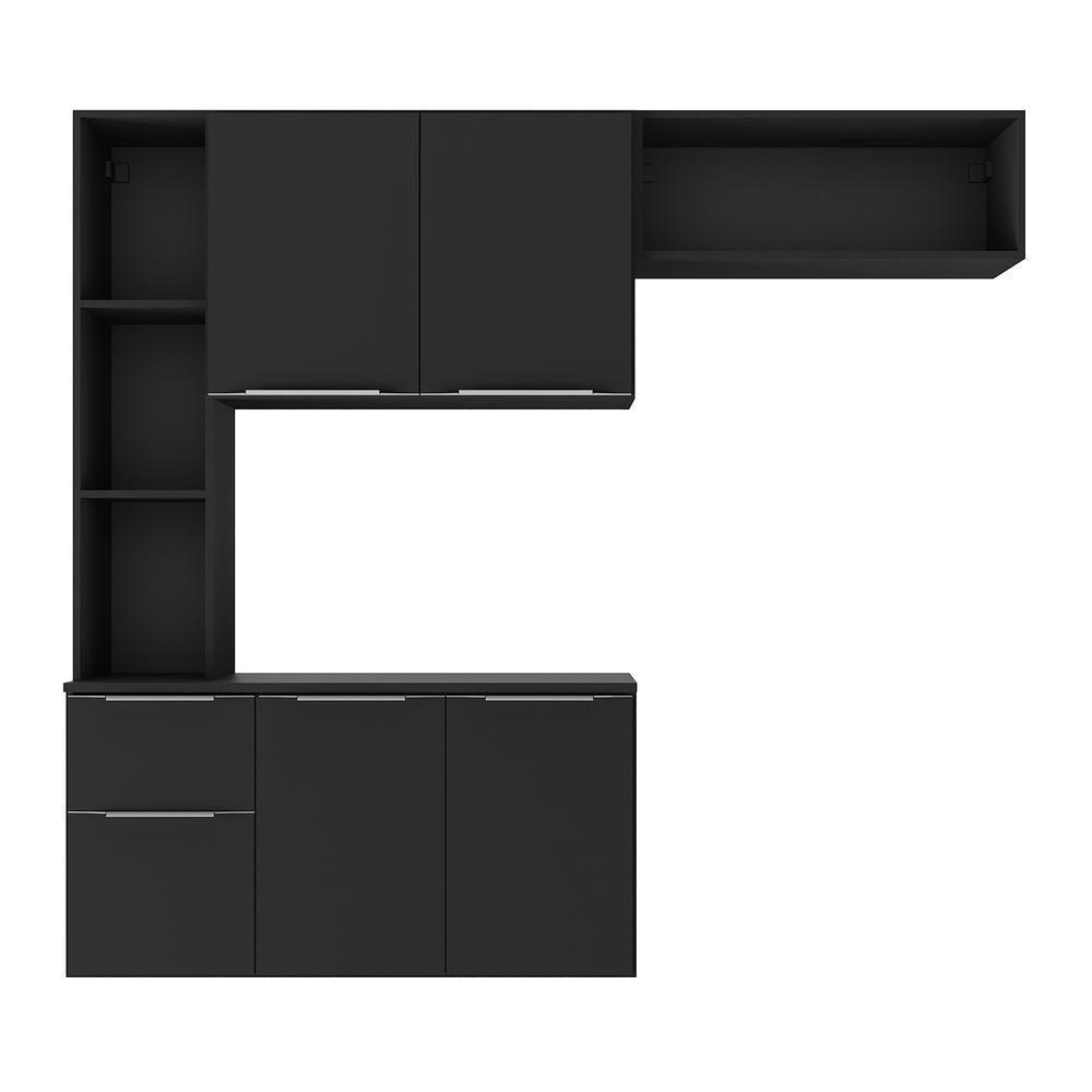 Cozinha Compacta Com Armário e Balcão Multimóveis Preta - 2